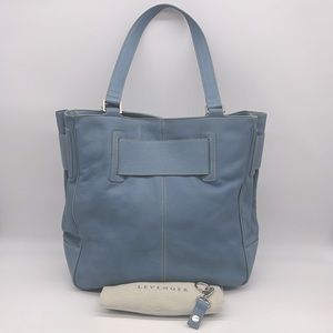 Levenger Leather Shoulder Bag Blue/Silver